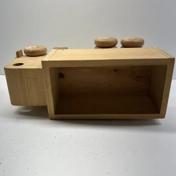 Vintage Hand-made Wooden Toy Semi-truck With Box Trailer - Picture 7 of 8
